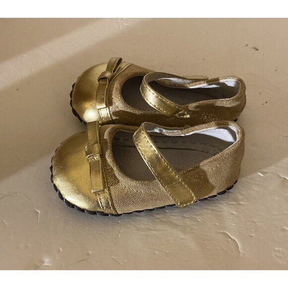 Pediped Girl Baby Gold Leather Sole Mary Jane Shoes Sz 12-18 Mos. US 5-5.5 EU 20 - Picture 6 of 14